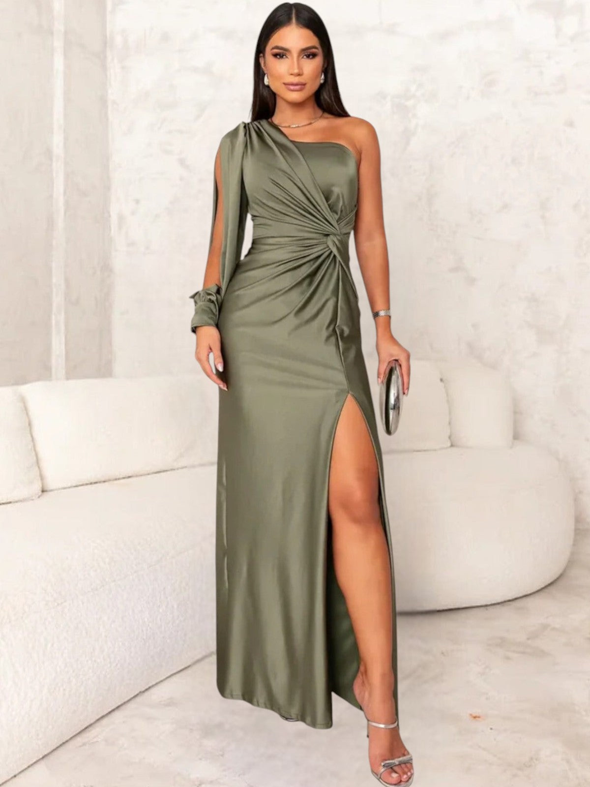 Latina One-Shoulder Ruched Maxi Dress