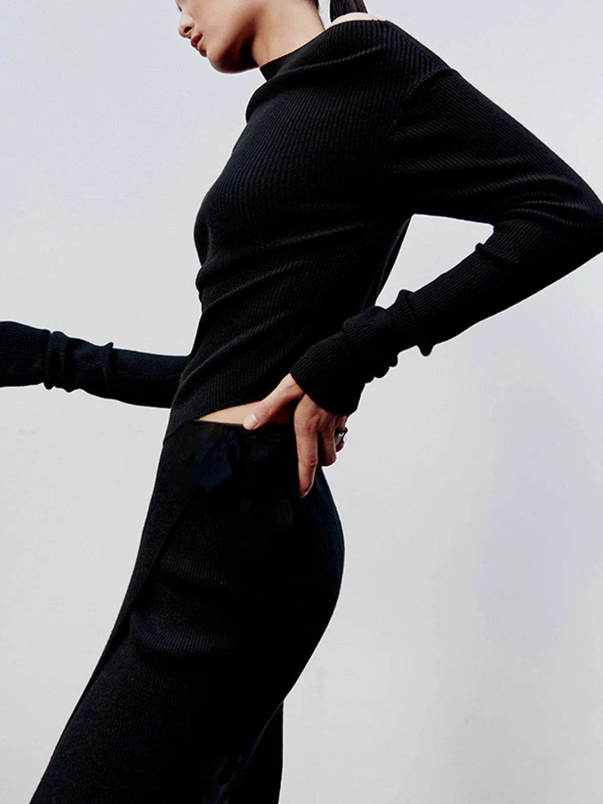 Mira Asymmetric Caramel Knit Top