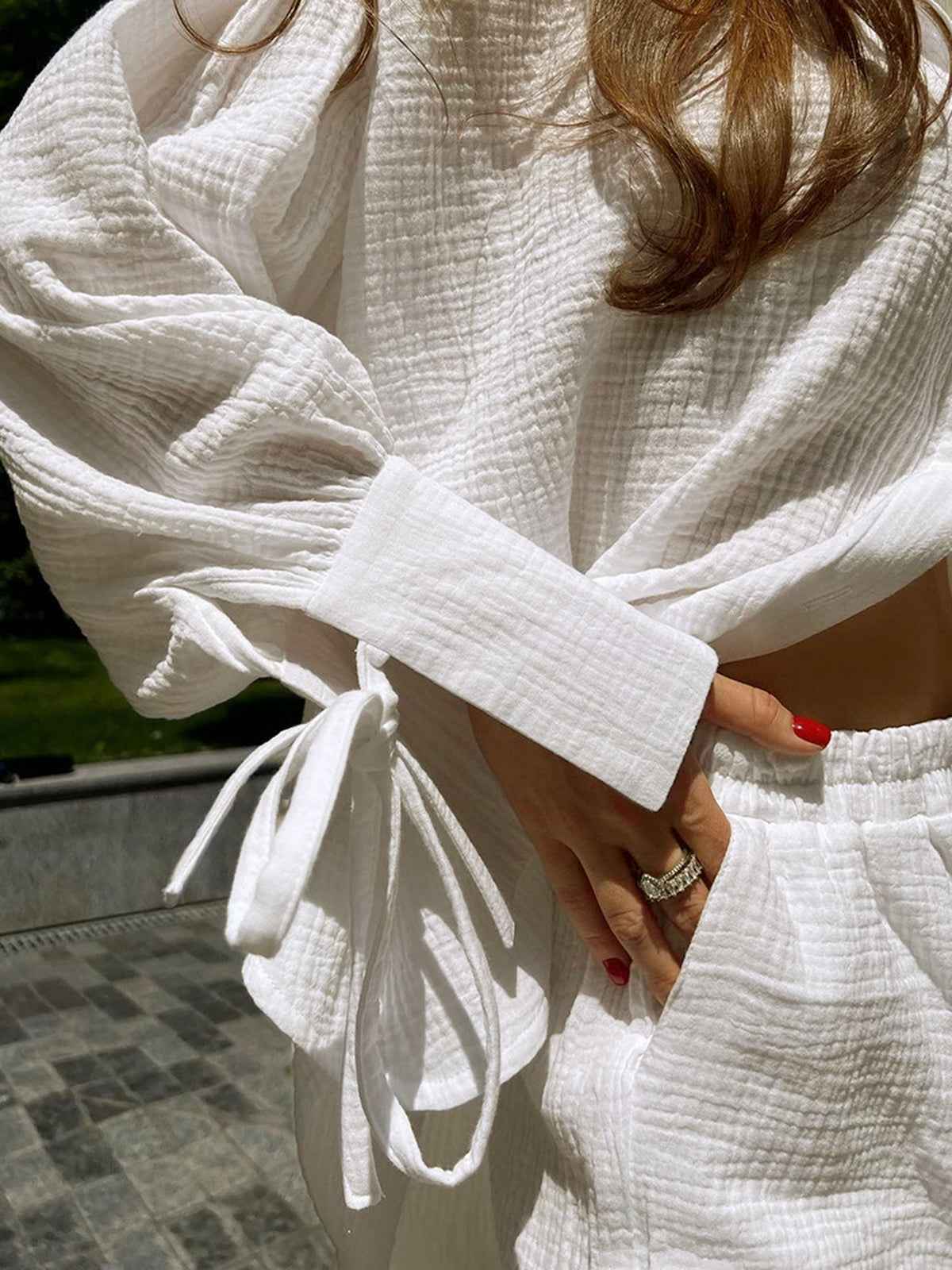 Lira Knotted Cotton Shorts Set