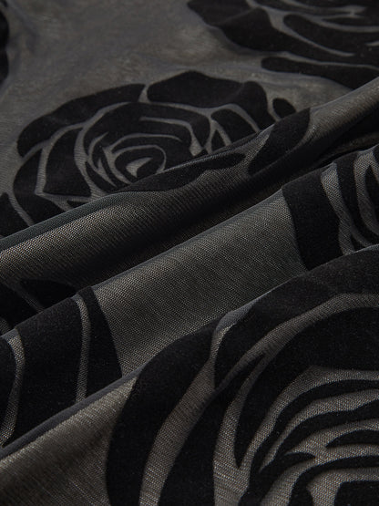 Sophia Black Jacquard Asymmetrical Gown