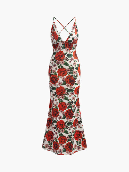 Elara Bloom Floral V-Neck Maxi Dress
