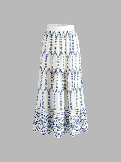 Zina Printed Sleeveless Tie Back Skirt Set