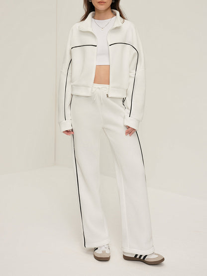 Vivara Contrast Trim Zipper Pants Set