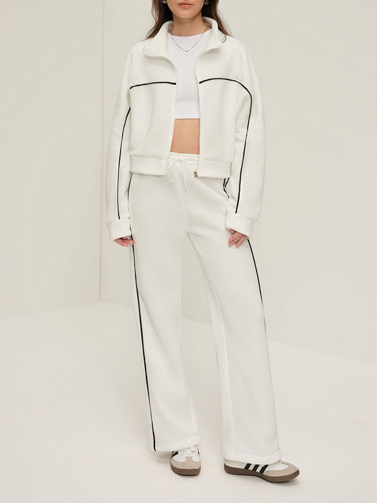 Vivara Contrast Trim Zipper Pants Set