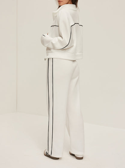 Vivara Contrast Trim Zipper Pants Set