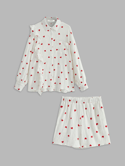 Fiora Cotton Ruffle Shorts Set