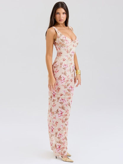 Elara Floral Print Maxi Dress