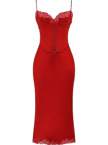 Alita Red Satin Slip Maxi Dress