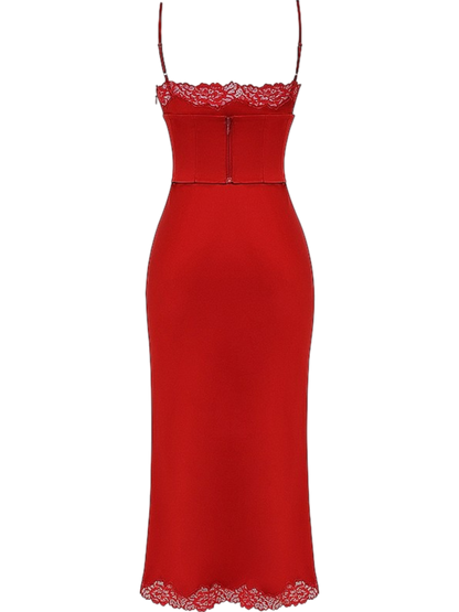 Alita Red Satin Slip Maxi Dress