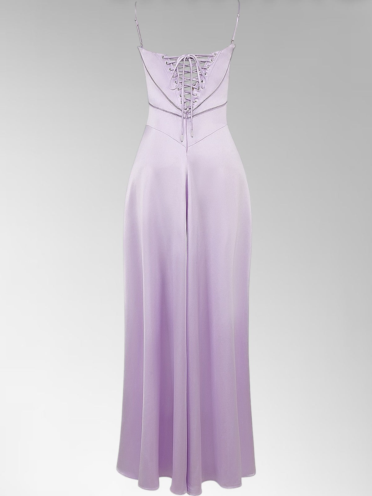 Anabel Purple Satin Lace-Up Evening Gown