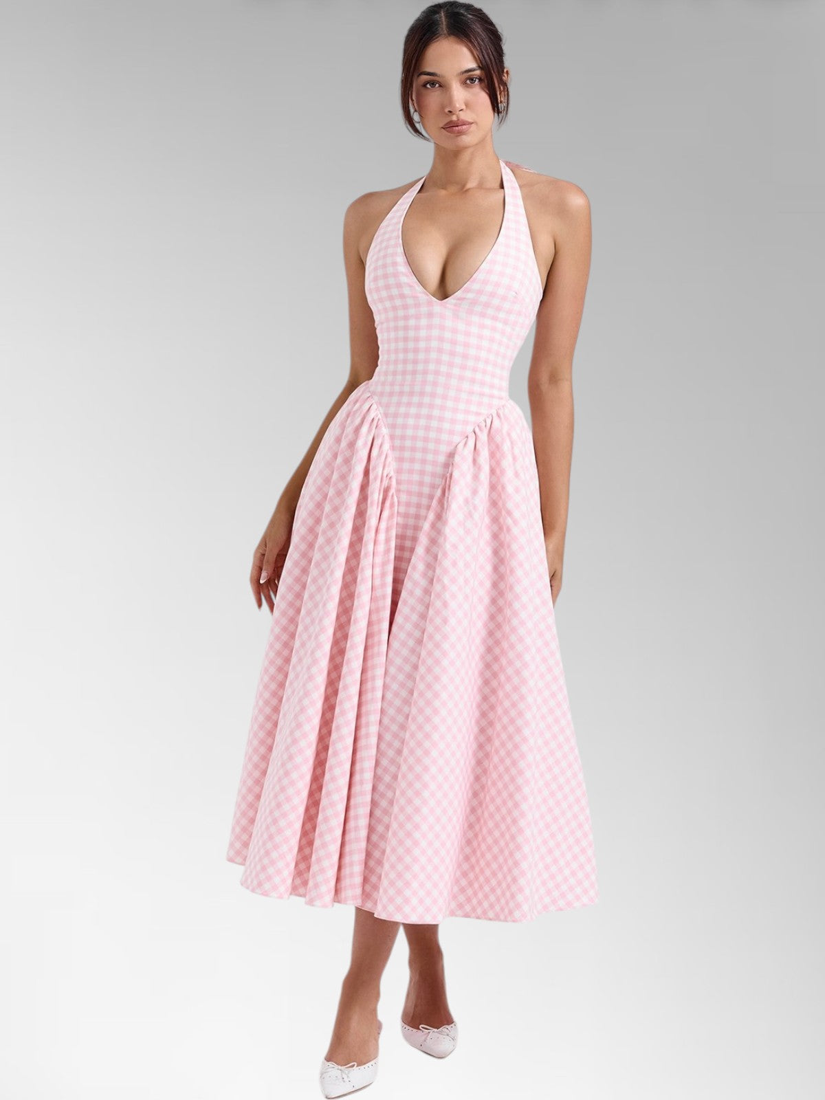 Luna Strawberry Halter Midi Dress