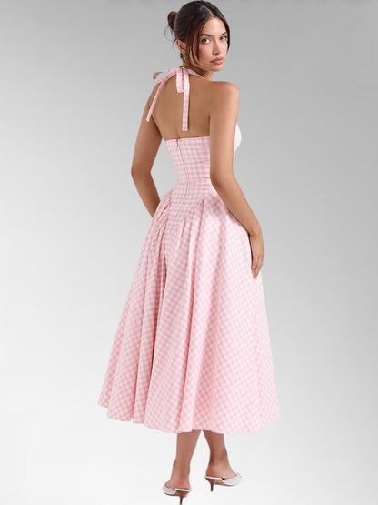 Luna Strawberry Halter Midi Dress