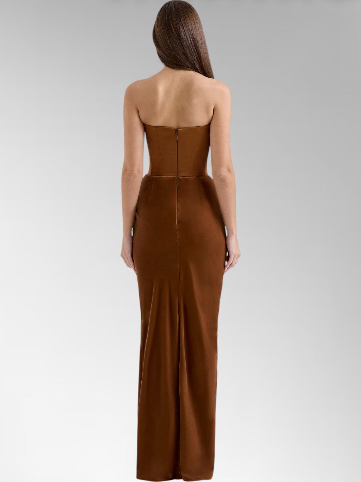 Glamora Brown Strapless Maxi Dress