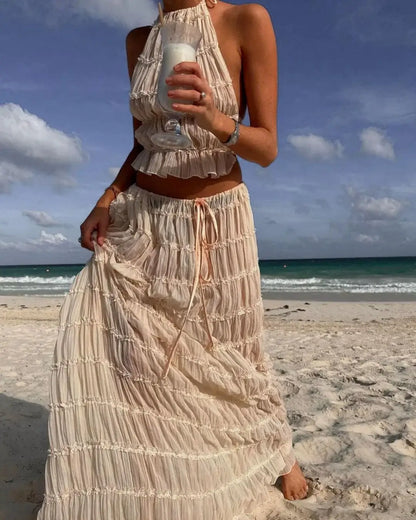 Giselle - Ruffle Set Elegant Two-Piece Ensemble