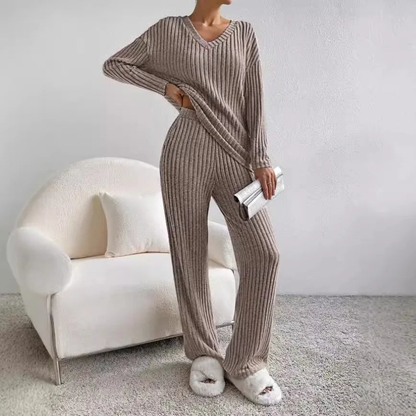 Stella - V-Neck Ribbed Knit Lounge Set