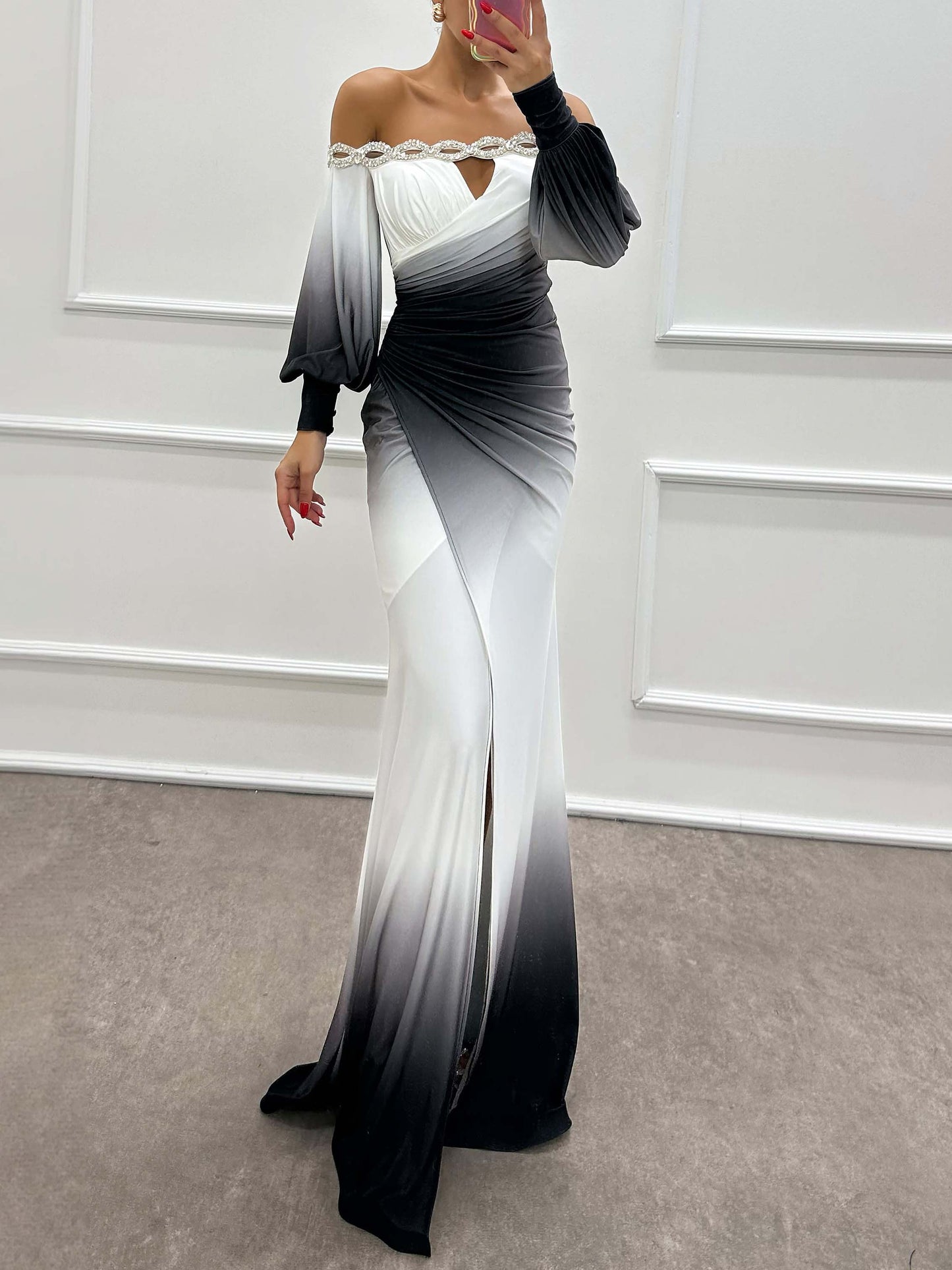 Elysia | Gradient Off-Shoulder Evening Dress