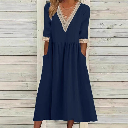 Olivia | Lace Collar Mid-Length Dress