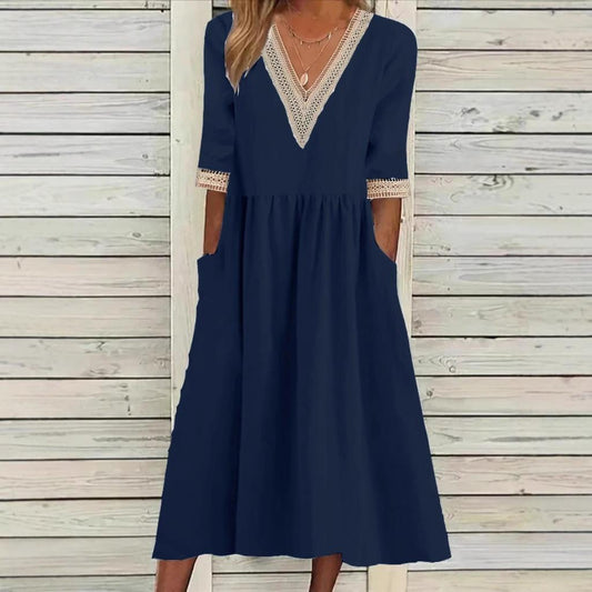 Olivia | Lace Collar Mid-Length Dress