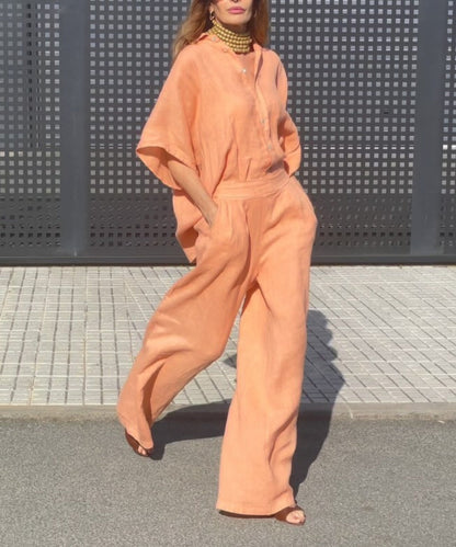 Zoe - Oversized Linen Shirt and Wide-Leg Pants Set