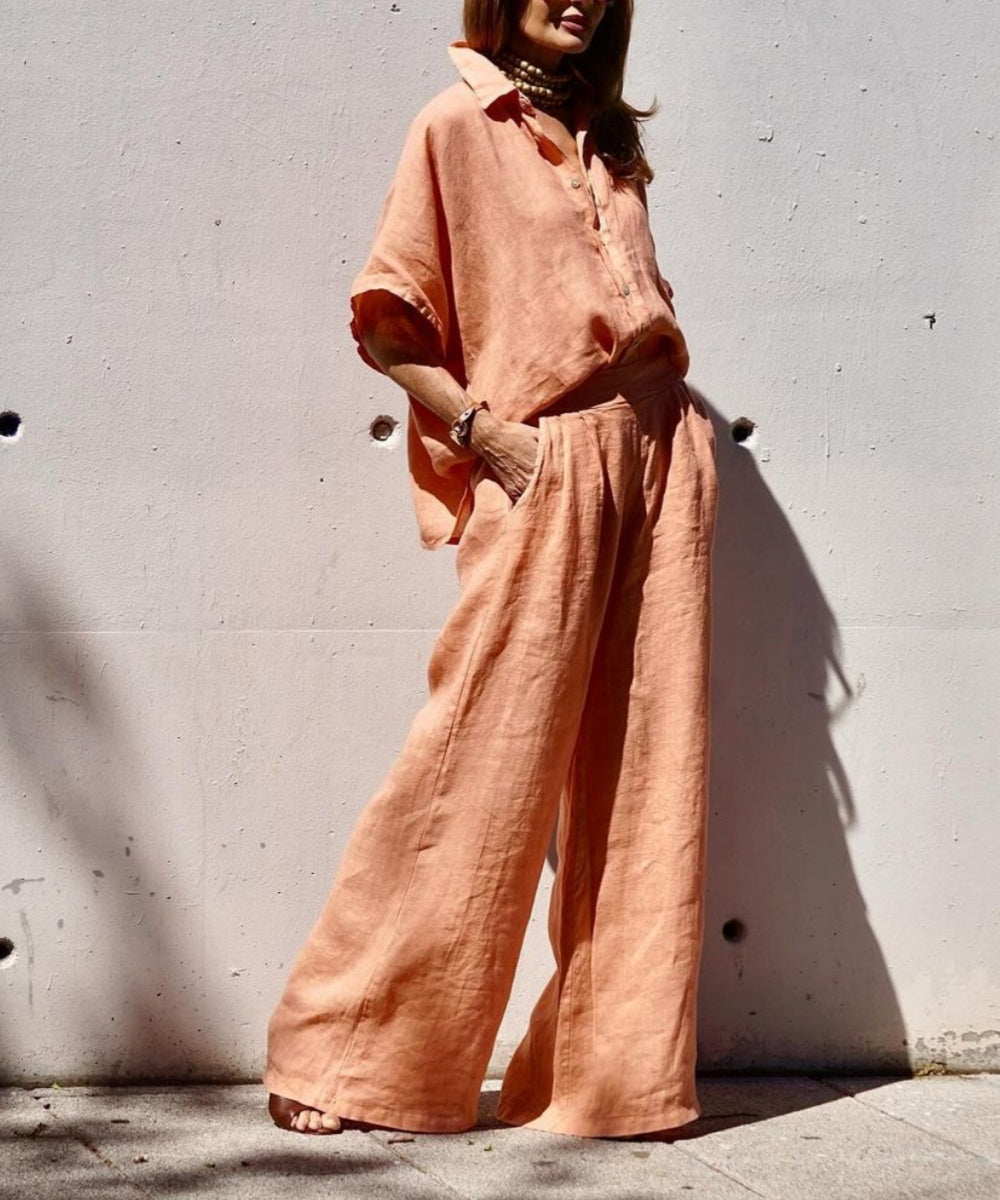 Zoe - Oversized Linen Shirt and Wide-Leg Pants Set