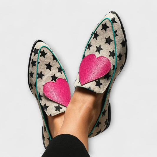 Jovie Beige Heart Loafers