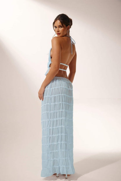 Dacia - Pleated Backless Two-Piece Halter Set