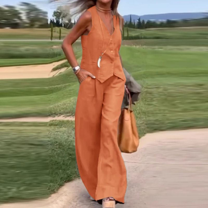 Luna - Versatile Linen Vest and Pants Set